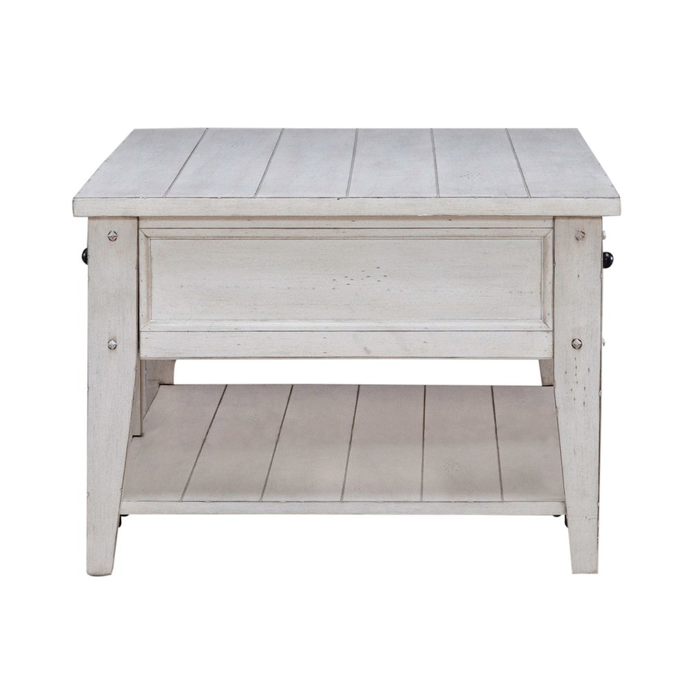 Lake House 3 Piece Table Set - Drawer Cocktail, 2 End Tables, White Oak. Picture 4