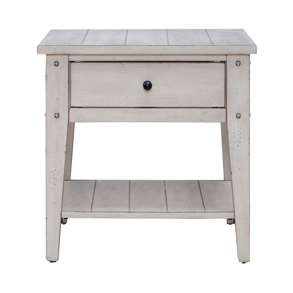 Lake House 3 Piece Table Set - Drawer Cocktail, 2 End Tables, White Oak. Picture 7