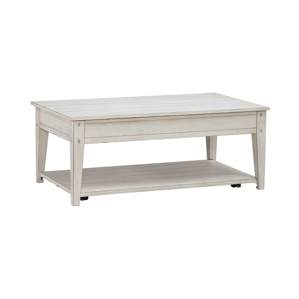 Lake House Opt 3 Piece Table Set - Lift Top Cocktail, 2 End Tables, White Oak. Picture 1