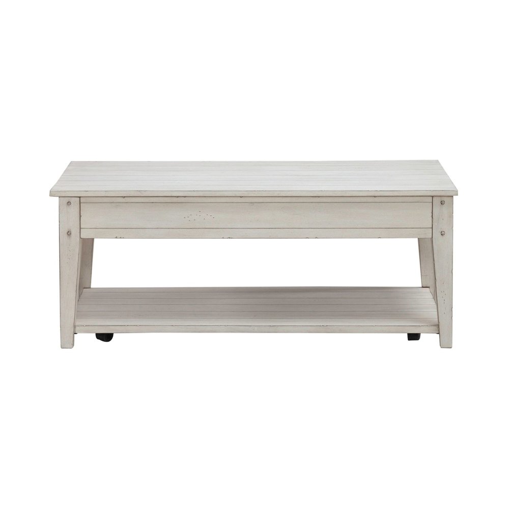 Lake House Opt 3 Piece Table Set - Lift Top Cocktail, 2 End Tables, White Oak. Picture 4