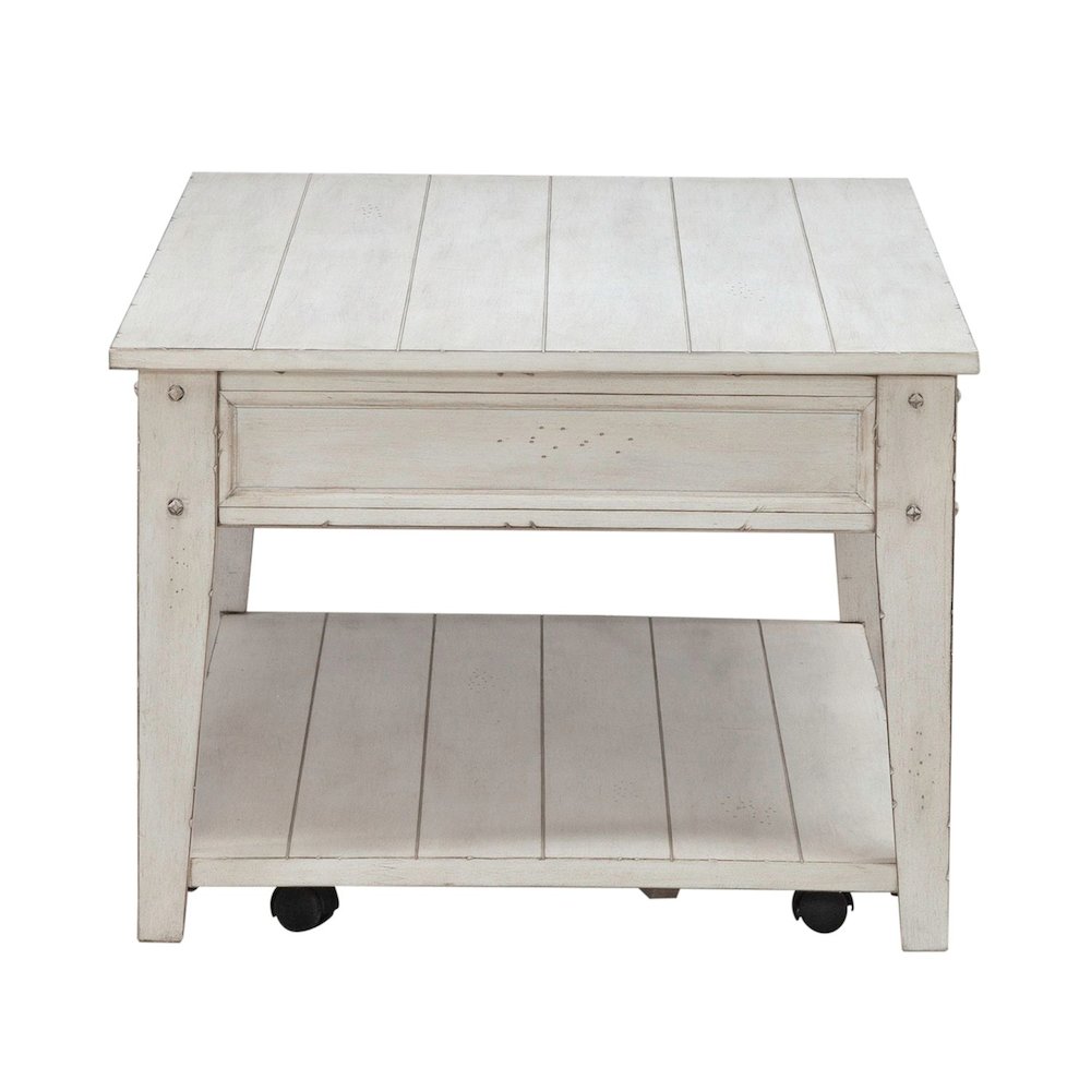 Lake House Opt 3 Piece Table Set - Lift Top Cocktail, 2 End Tables, White Oak. Picture 5