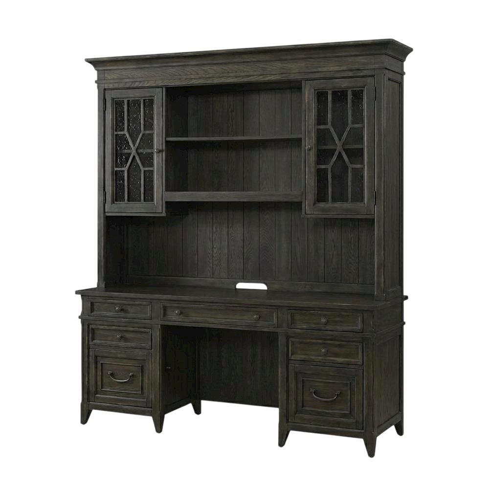 Rustic Rubberwood Credenza and Hutch with Split Heart White Oak Veneer. Picture 1