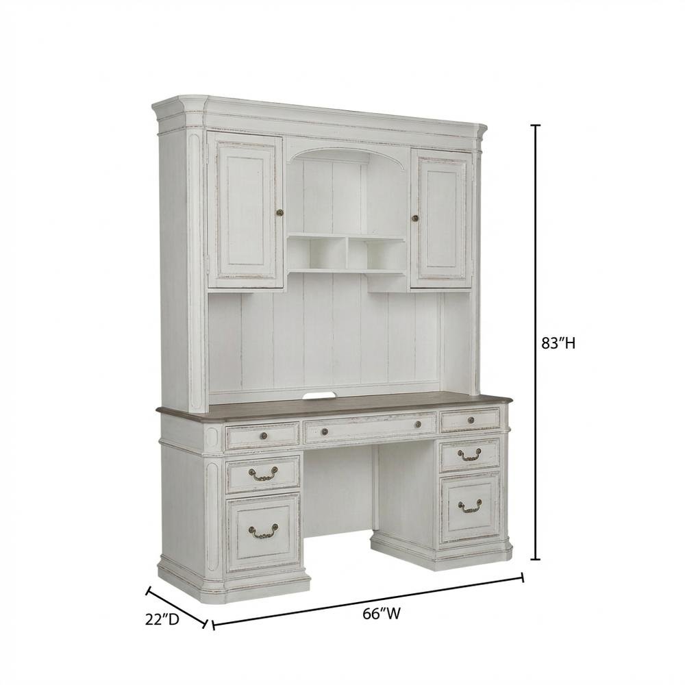 Antique White Credenza & Hutch, European Traditional Style. Picture 7