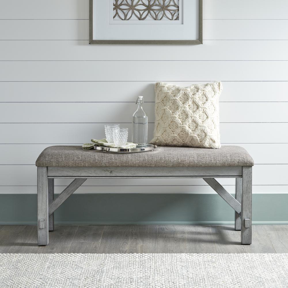 Dining Bench Transitional Grey in Smokey Grey Finish w/ Carbon Grey Tops. Picture 2