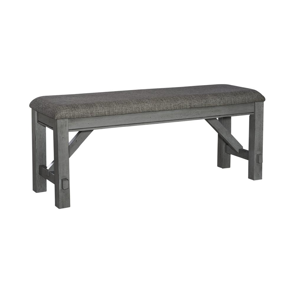 Dining Bench Transitional Grey in Smokey Grey Finish w/ Carbon Grey Tops. Picture 1