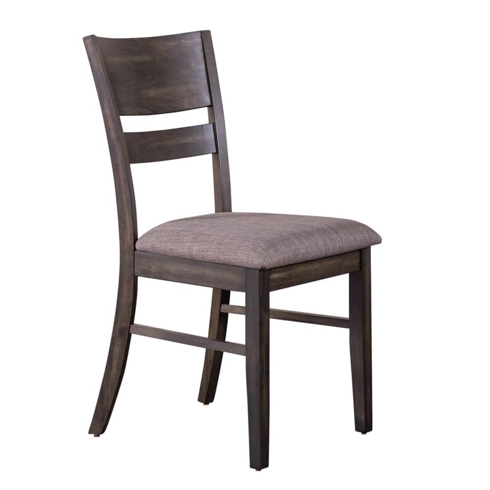 Anglewood Slat Back Upholstered Side Chair in Dark Umber Brown. Picture 1