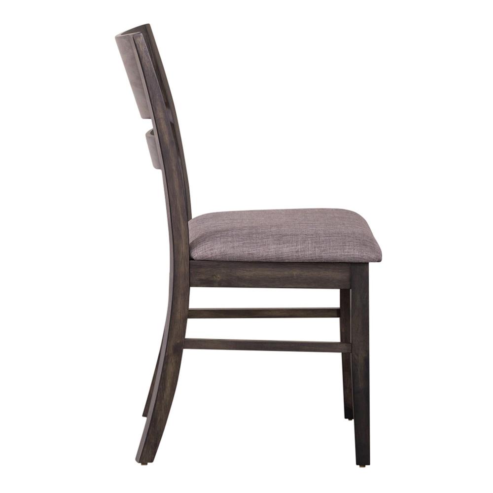 Anglewood Slat Back Upholstered Side Chair in Dark Umber Brown. Picture 5