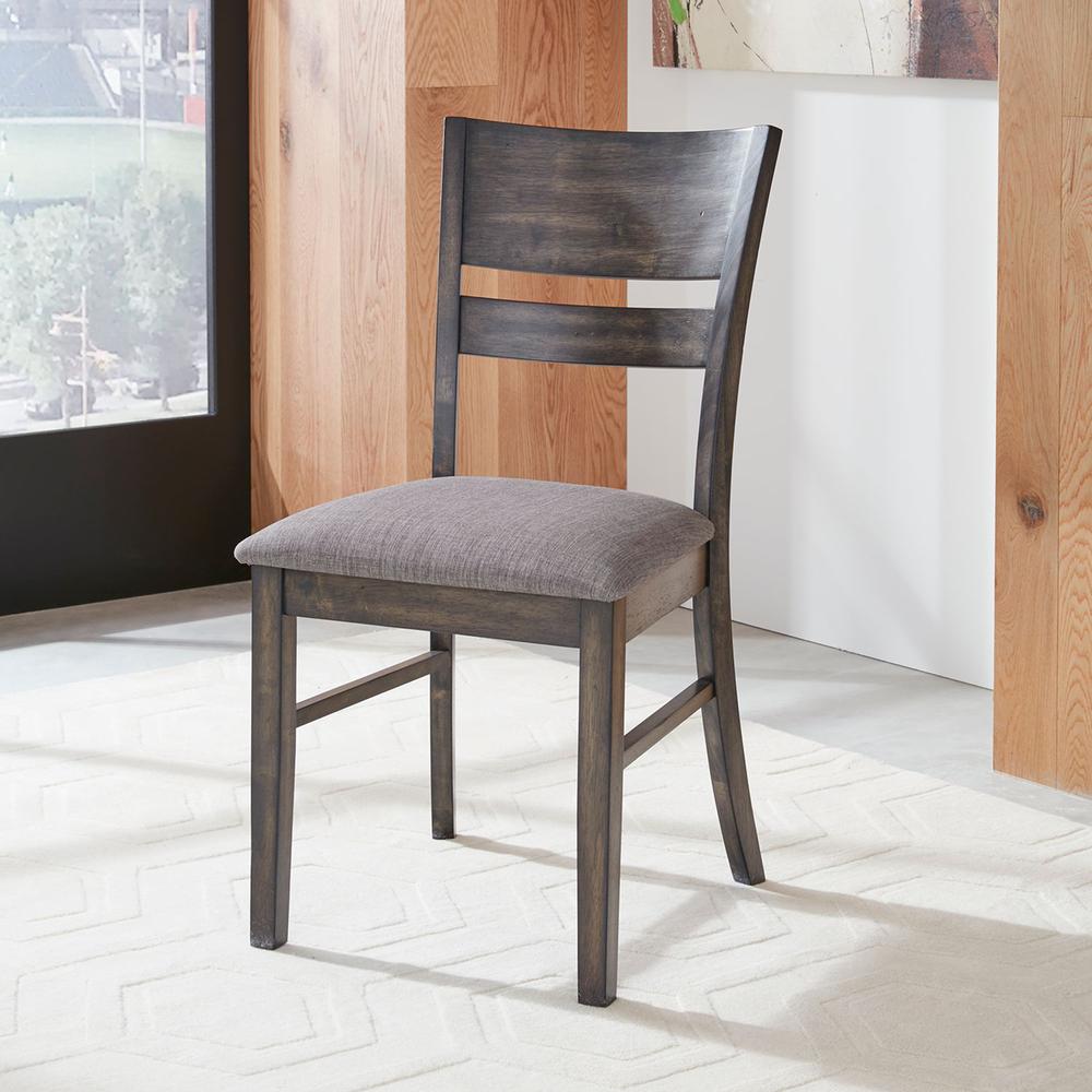 Anglewood Slat Back Upholstered Side Chair in Dark Umber Brown. Picture 3