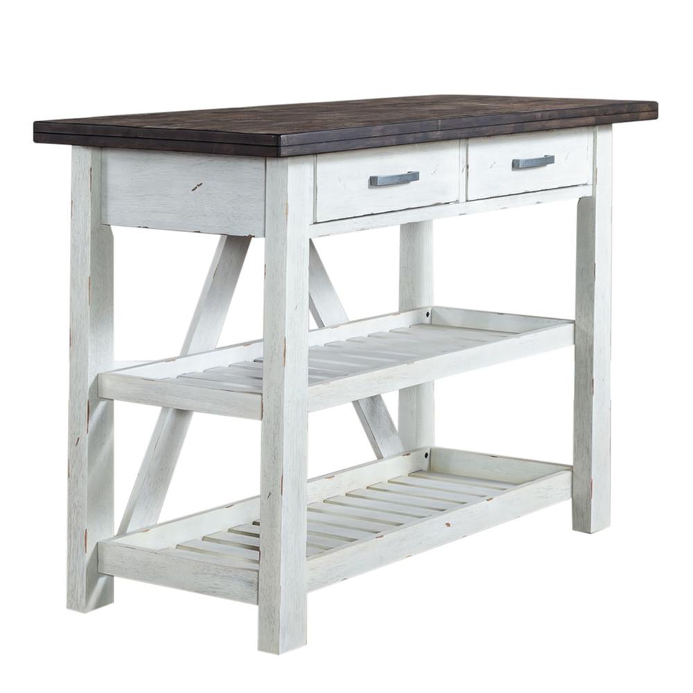 Farmhouse Server in Two Tone White w/ Wood Tone Top. Picture 1
