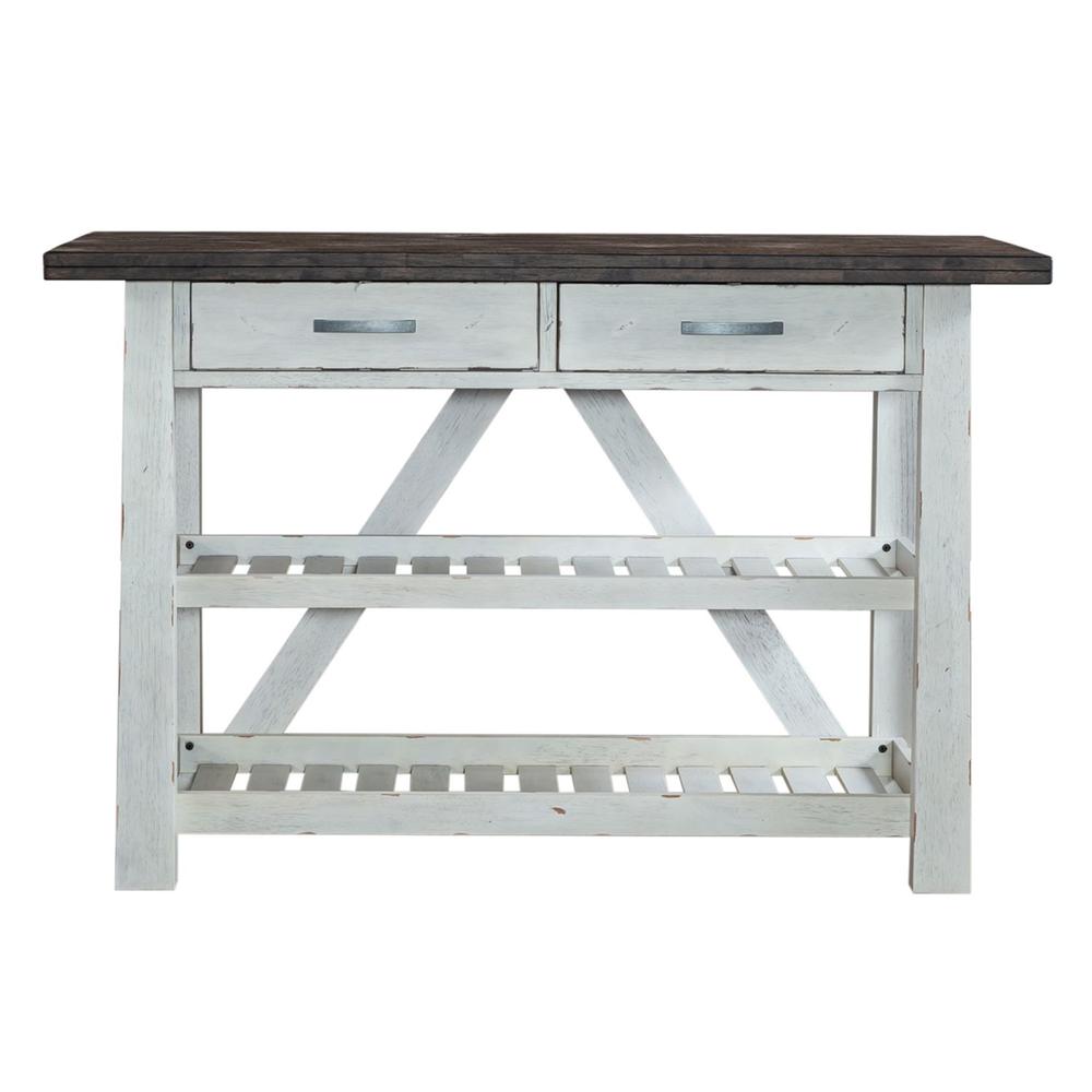 Farmhouse Server in Two Tone White w/ Wood Tone Top. Picture 2