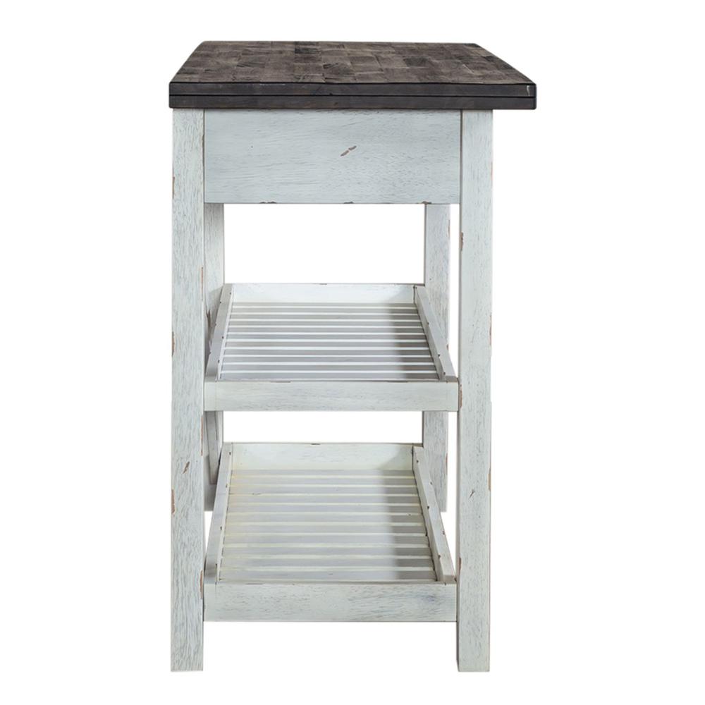 Farmhouse Server in Two Tone White w/ Wood Tone Top. Picture 3