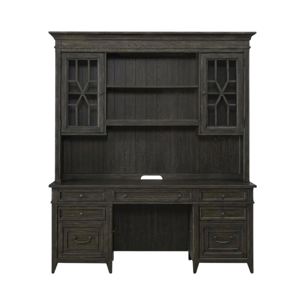 Rustic Rubberwood Credenza and Hutch with Split Heart White Oak Veneer. Picture 4