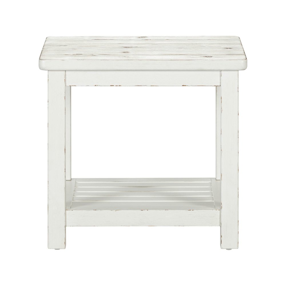 End Table for Living Room Farmhouse - Weathered White & Parchment Brown. Picture 3