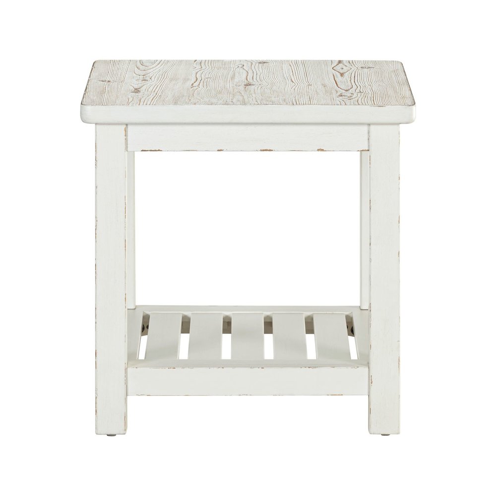 End Table for Living Room Farmhouse - Weathered White & Parchment Brown. Picture 4