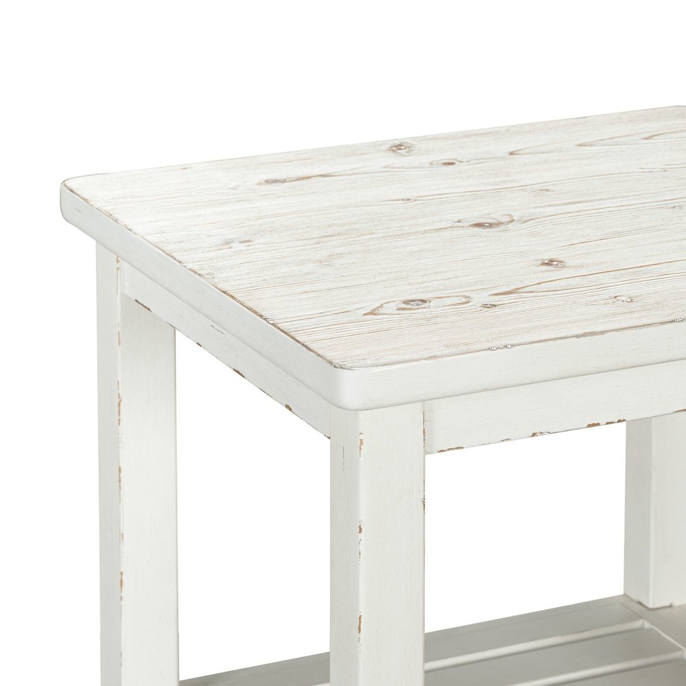 End Table for Living Room Farmhouse - Weathered White & Parchment Brown. Picture 6