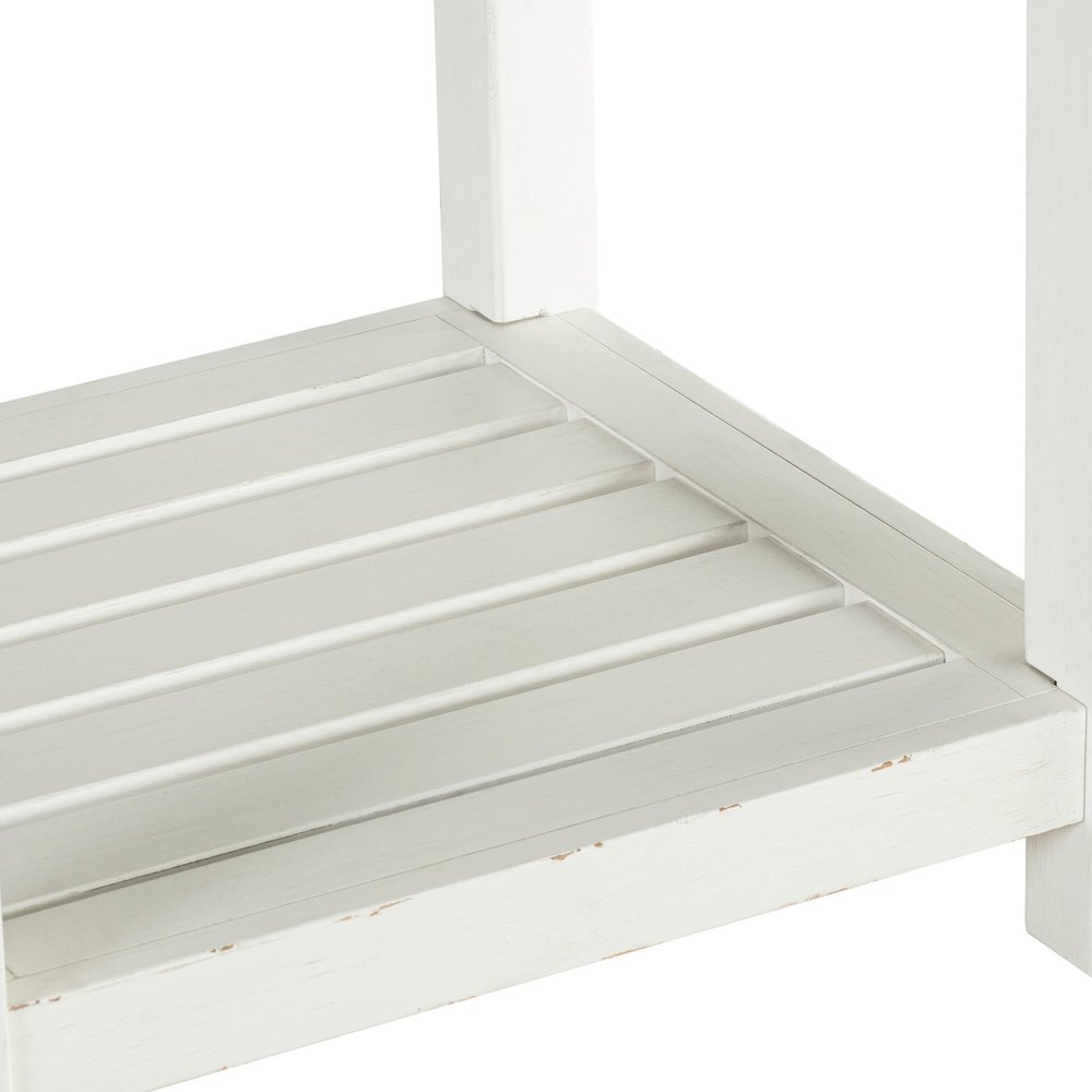End Table for Living Room Farmhouse - Weathered White & Parchment Brown. Picture 7