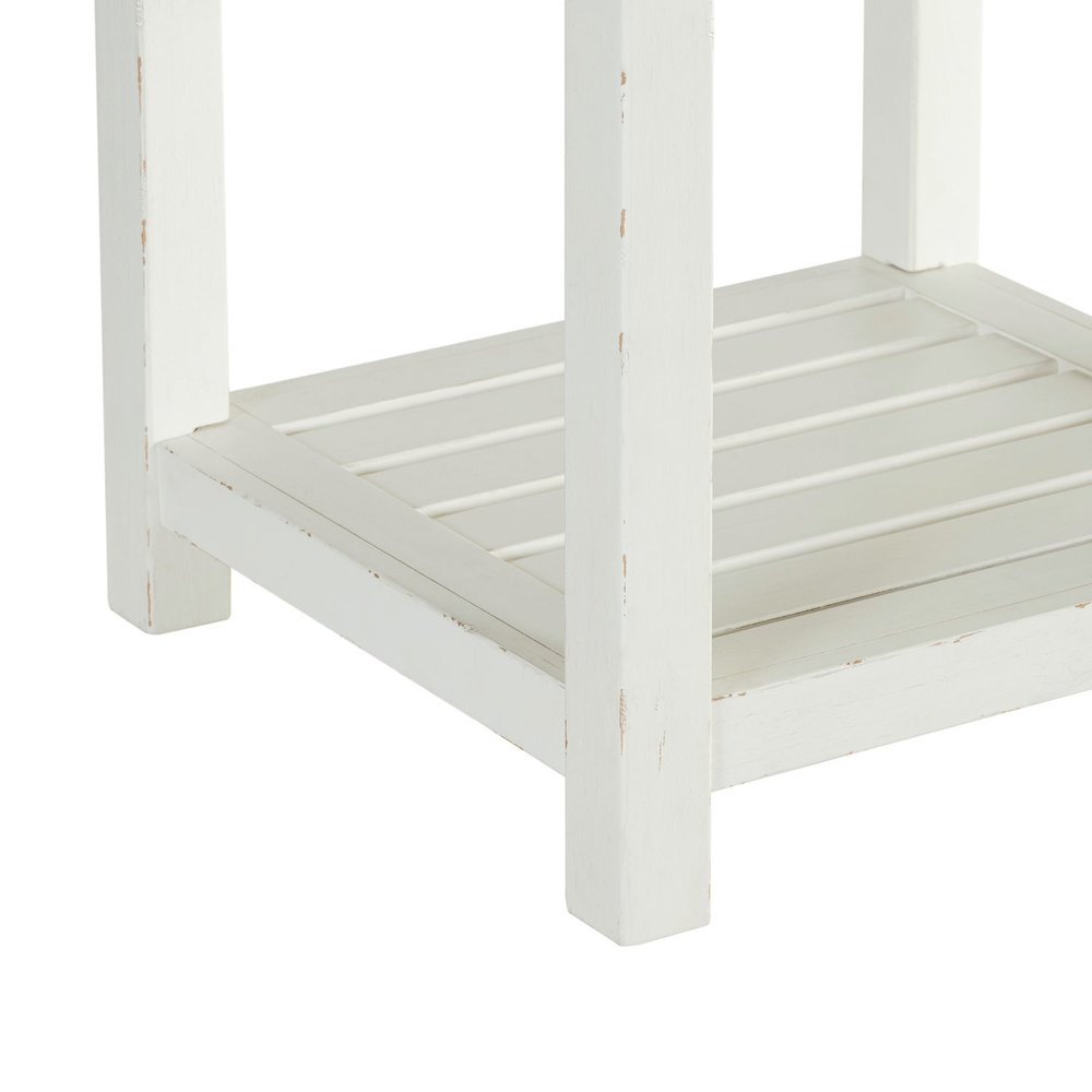 End Table for Living Room Farmhouse - Weathered White & Parchment Brown. Picture 8
