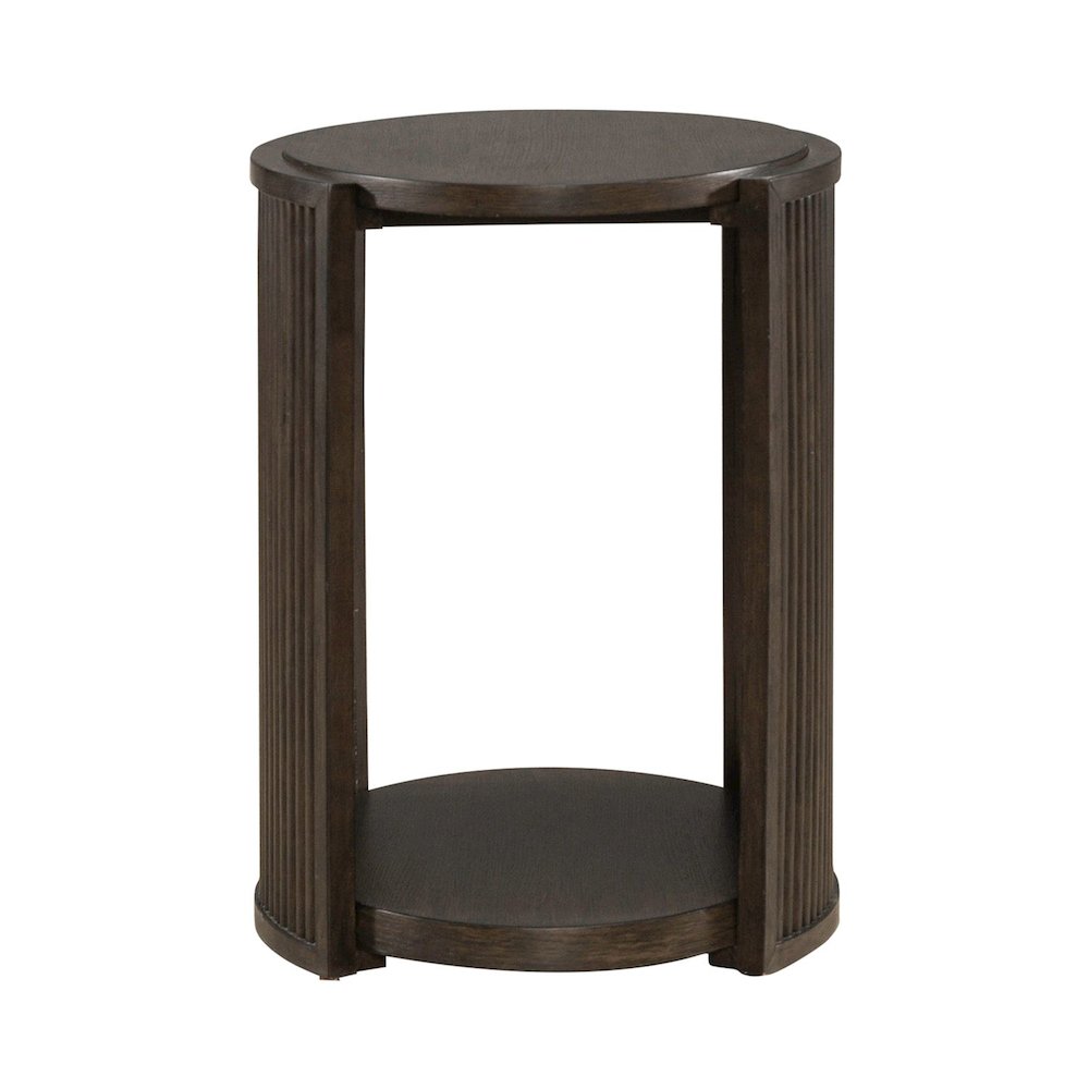 City View Chairside Table for Living Room- Coffee Bean Oak Wood. Picture 6