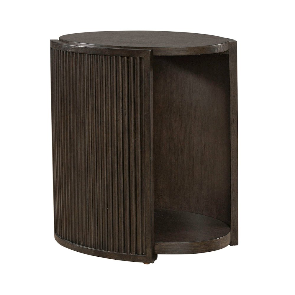 City View Chairside Table for Living Room- Coffee Bean Oak Wood. Picture 1