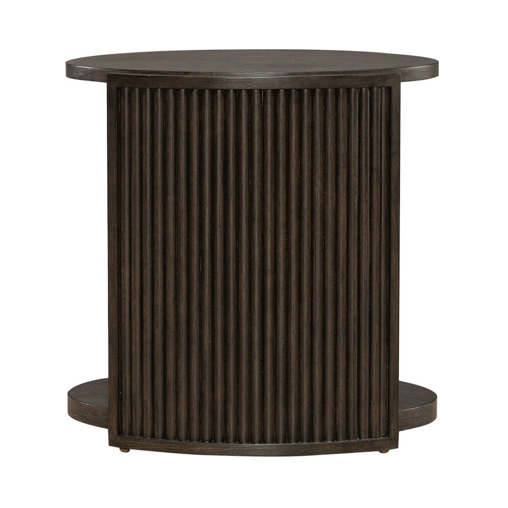 City View Chairside Table for Living Room- Coffee Bean Oak Wood. Picture 2
