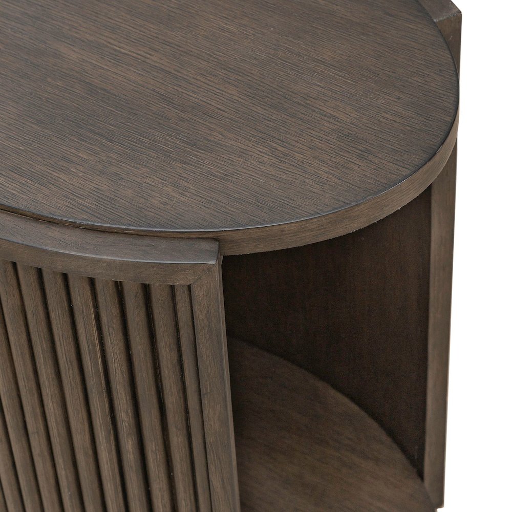 City View Chairside Table for Living Room- Coffee Bean Oak Wood. Picture 3