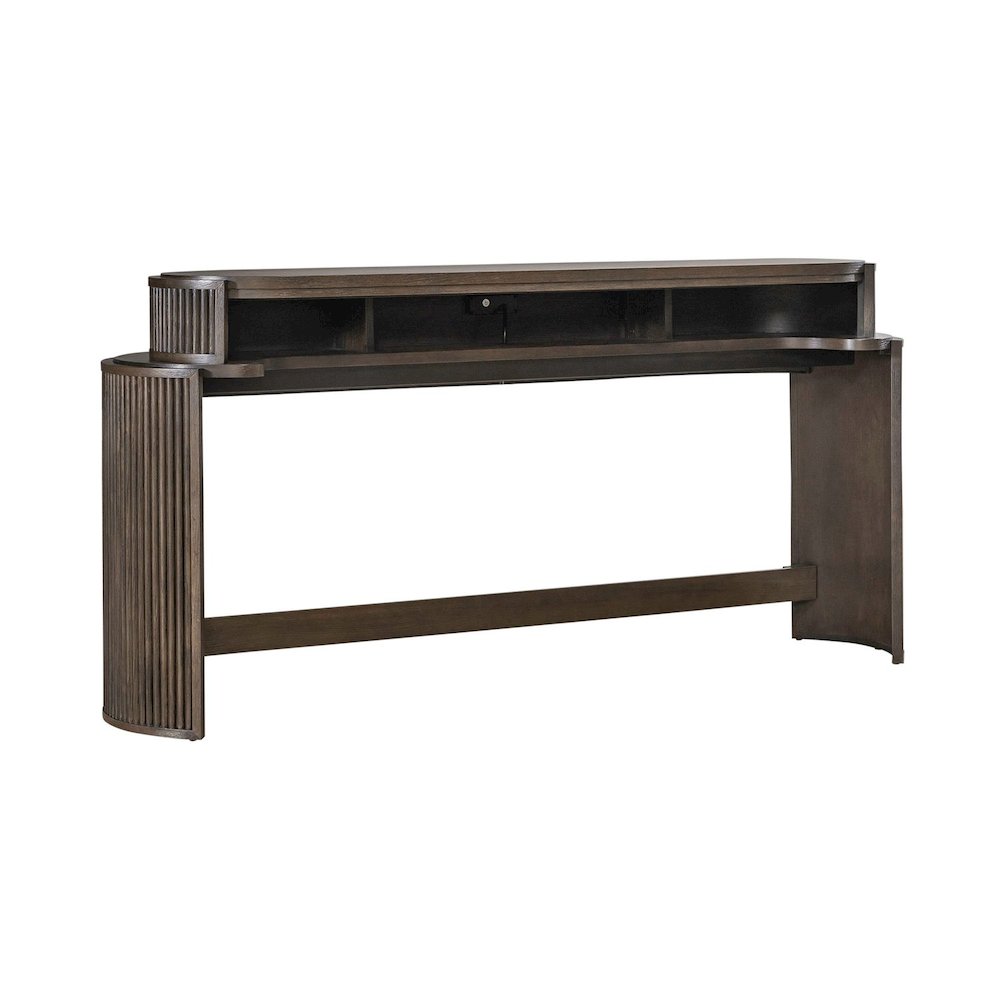 City View Console Bar Table with Charging Station - Coffee Bean Oak Wood. Picture 1