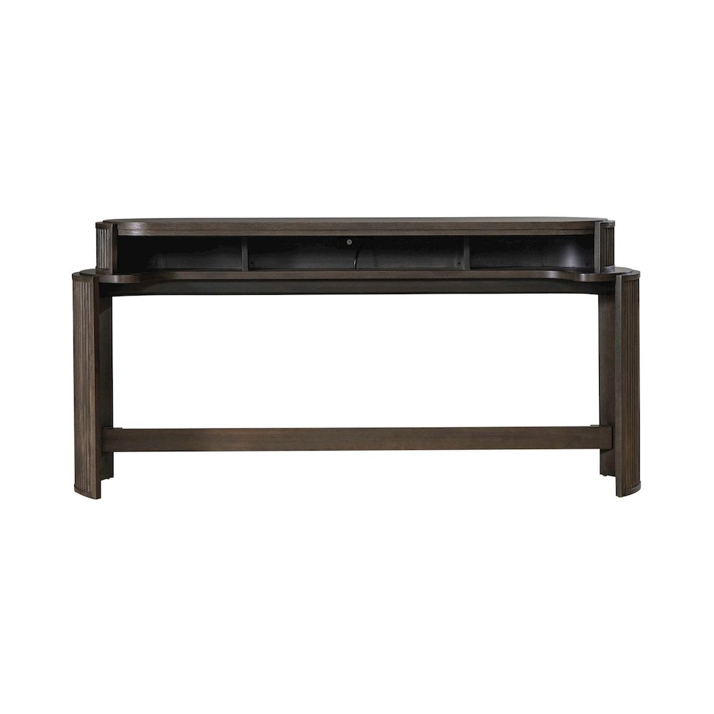 City View Console Bar Table with Charging Station - Coffee Bean Oak Wood. Picture 2