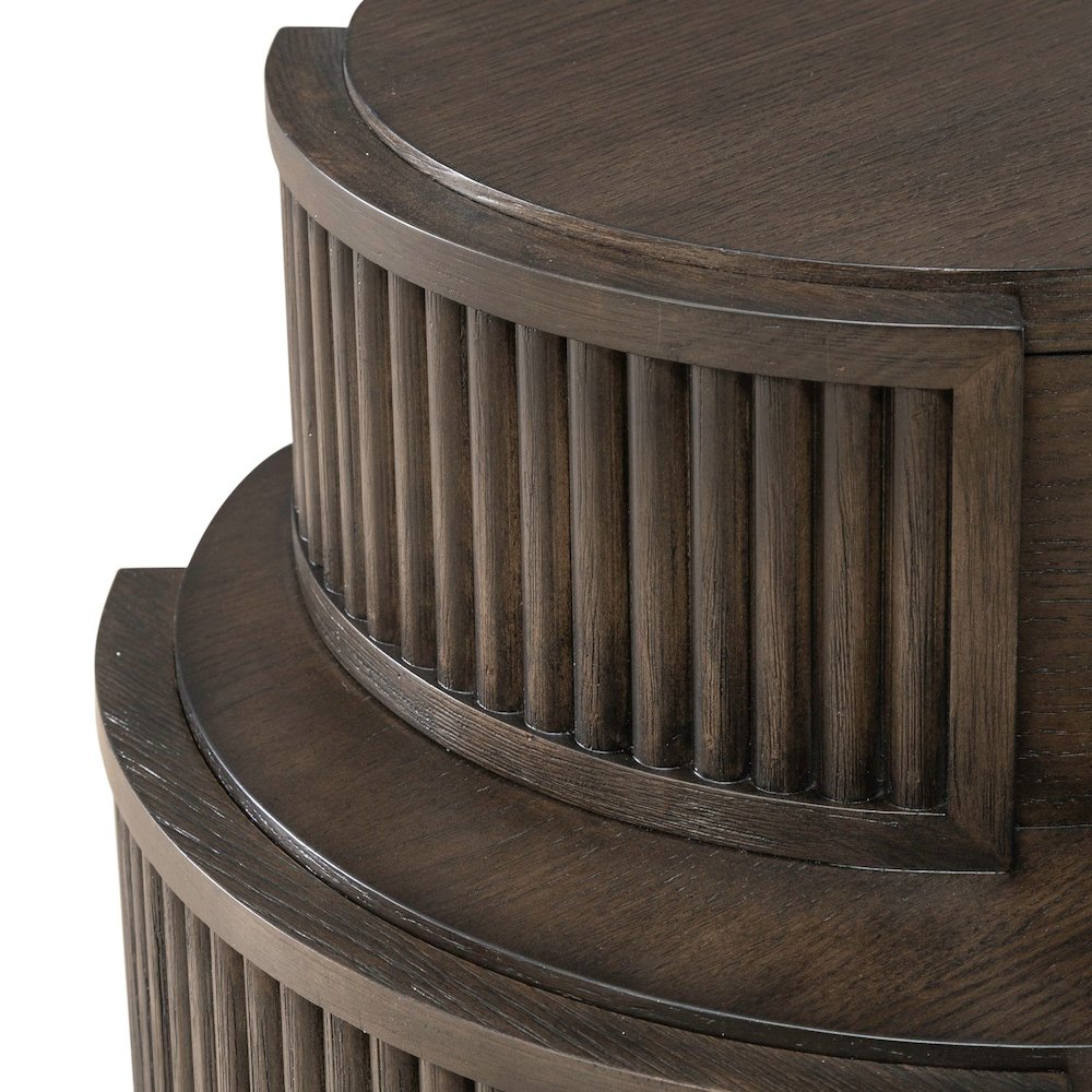 City View Console Bar Table with Charging Station - Coffee Bean Oak Wood. Picture 7