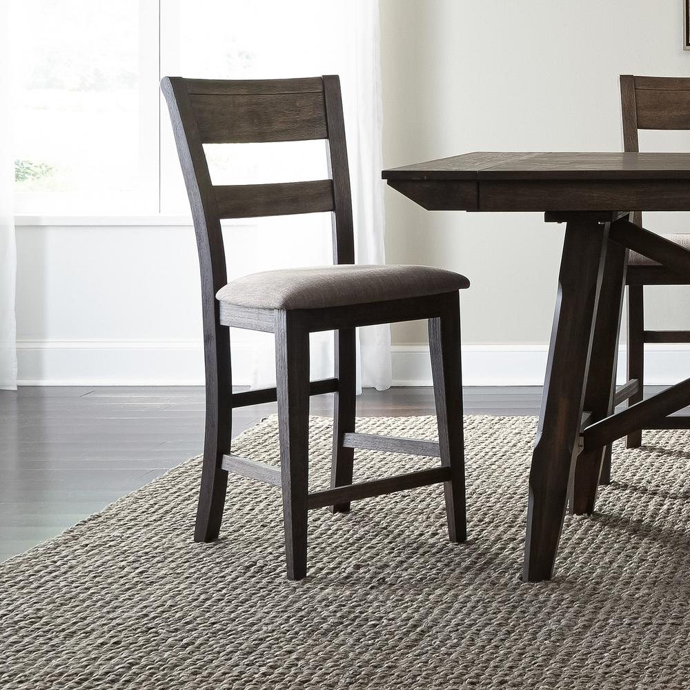 Double Bridge Splat Back Counter Chair (RTA)-Set of 2 in Dark Chestnut. Picture 2