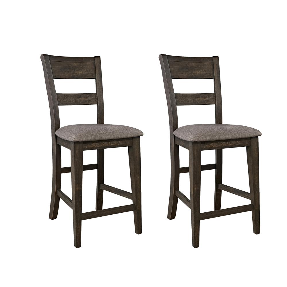 Double Bridge Splat Back Counter Chair (RTA)-Set of 2 in Dark Chestnut. Picture 1