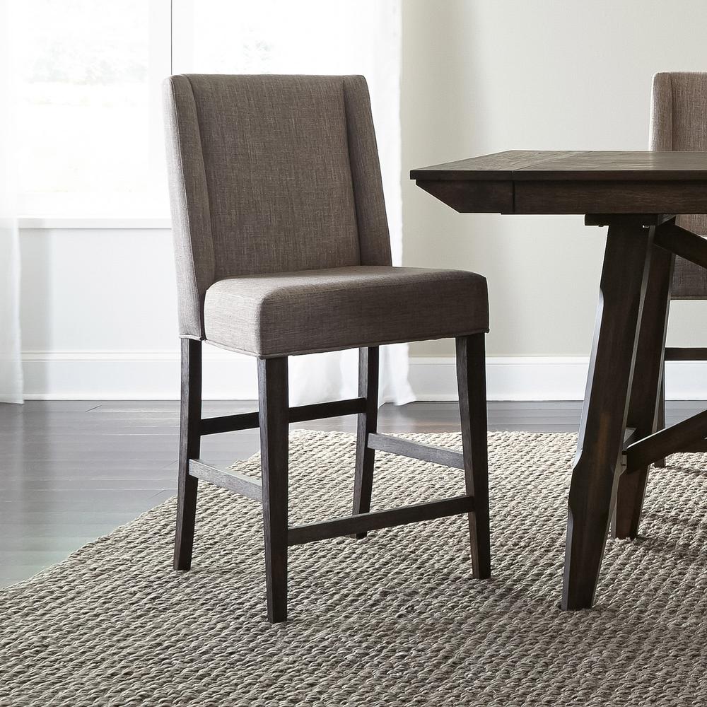 Double Bridge Upholstered Counter Chair (RTA)-Set of 2 in Dark Chestnut. Picture 2