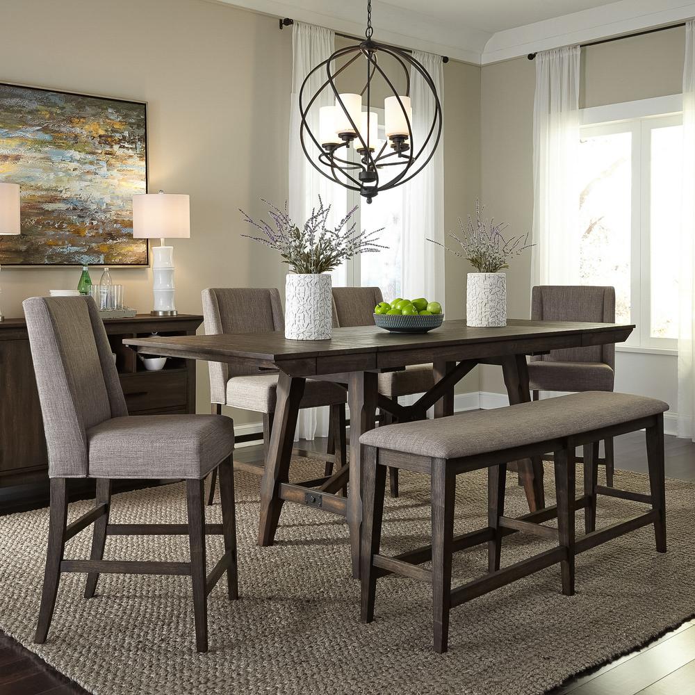 Double Bridge Upholstered Counter Chair (RTA) in Dark Chestnut. Picture 4