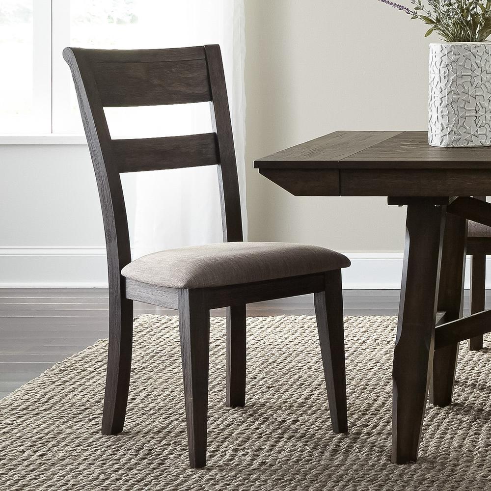 Double Bridge Splat Back Side Chair (RTA)-Set of 2 in Dark Chestnut. Picture 7