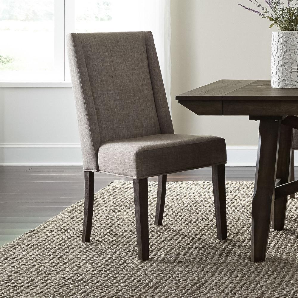Double Bridge Upholstered Side Chair (RTA)-Set of 2 in Dark Chestnut. Picture 5