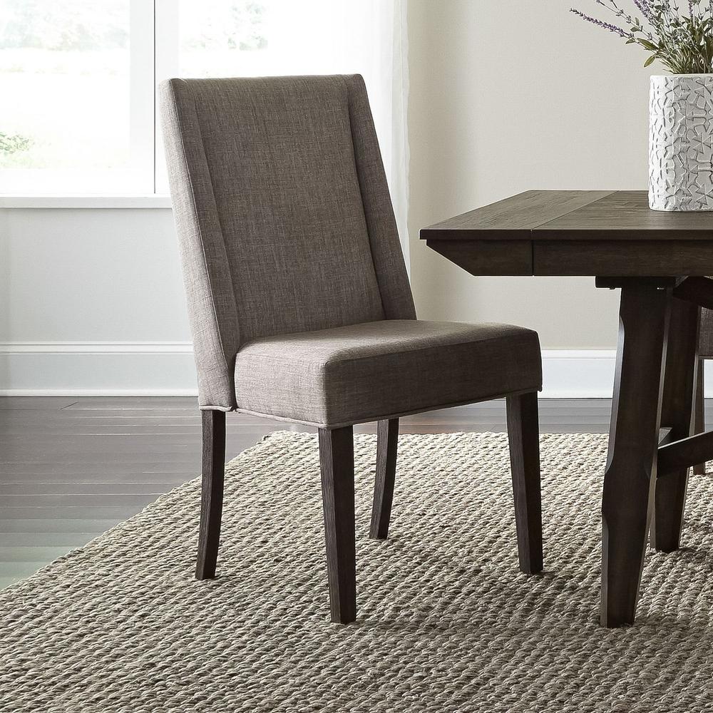Double Bridge Upholstered Side Chair (RTA) in Dark Chestnut. Picture 3