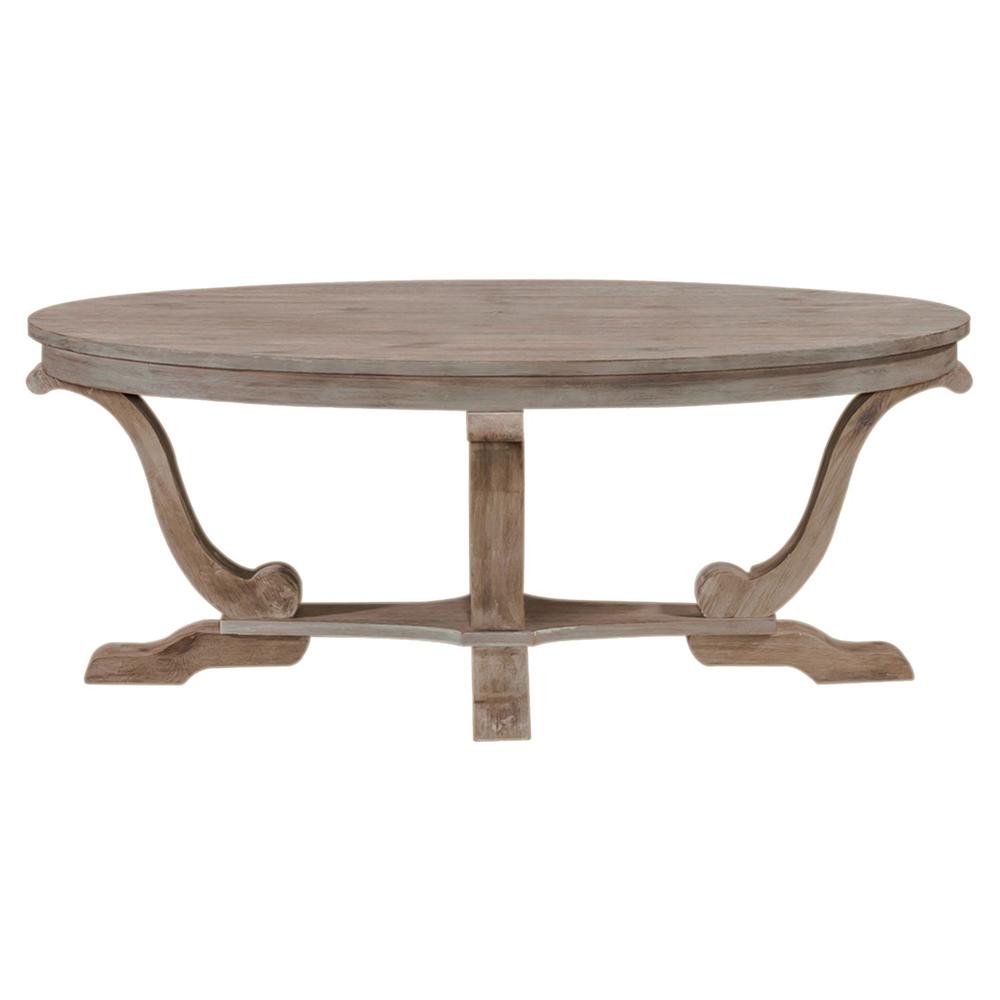Greystone Mill Oval Cocktail Table in Stone White Wash w/ Wirebrush Distressing. Picture 2