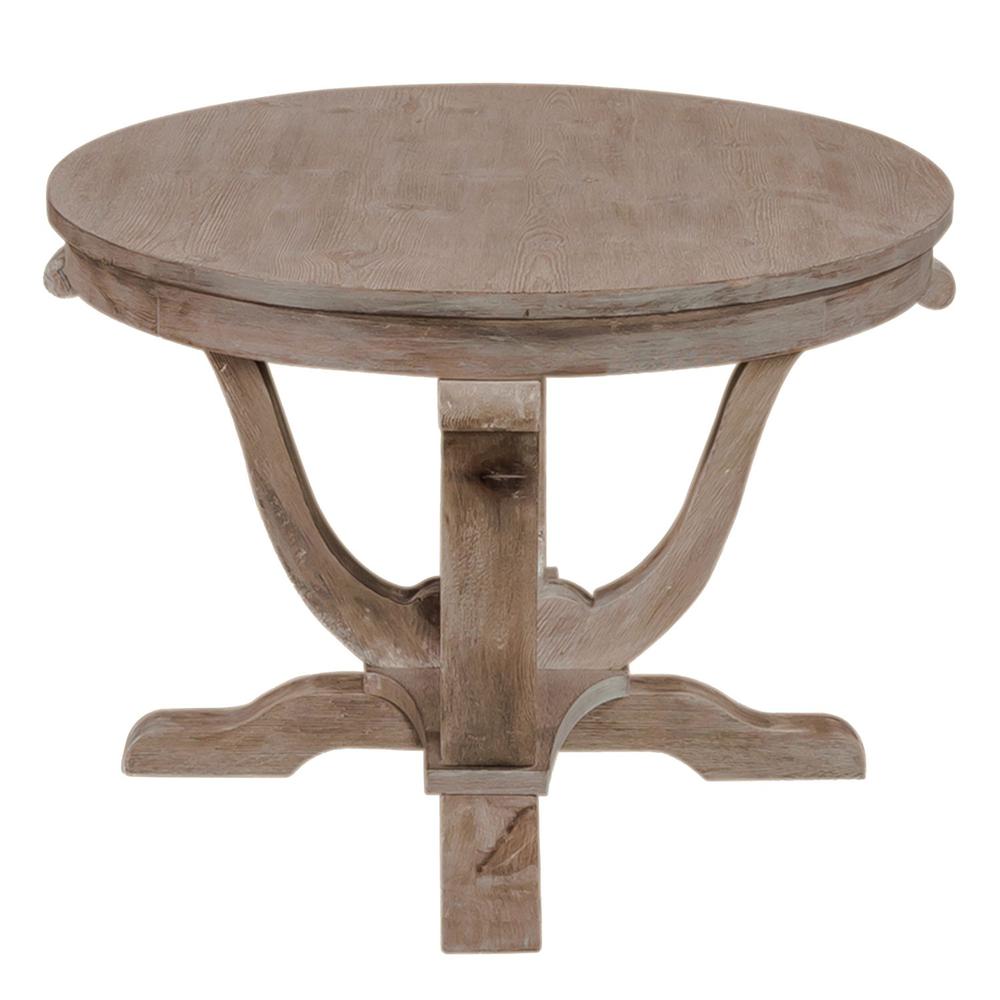 Greystone Mill Oval Cocktail Table in Stone White Wash w/ Wirebrush Distressing. Picture 3