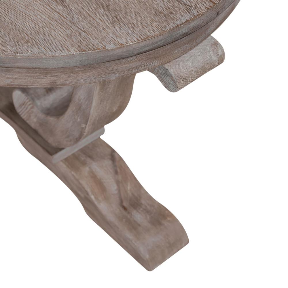 Greystone Mill Oval Cocktail Table in Stone White Wash w/ Wirebrush Distressing. Picture 5