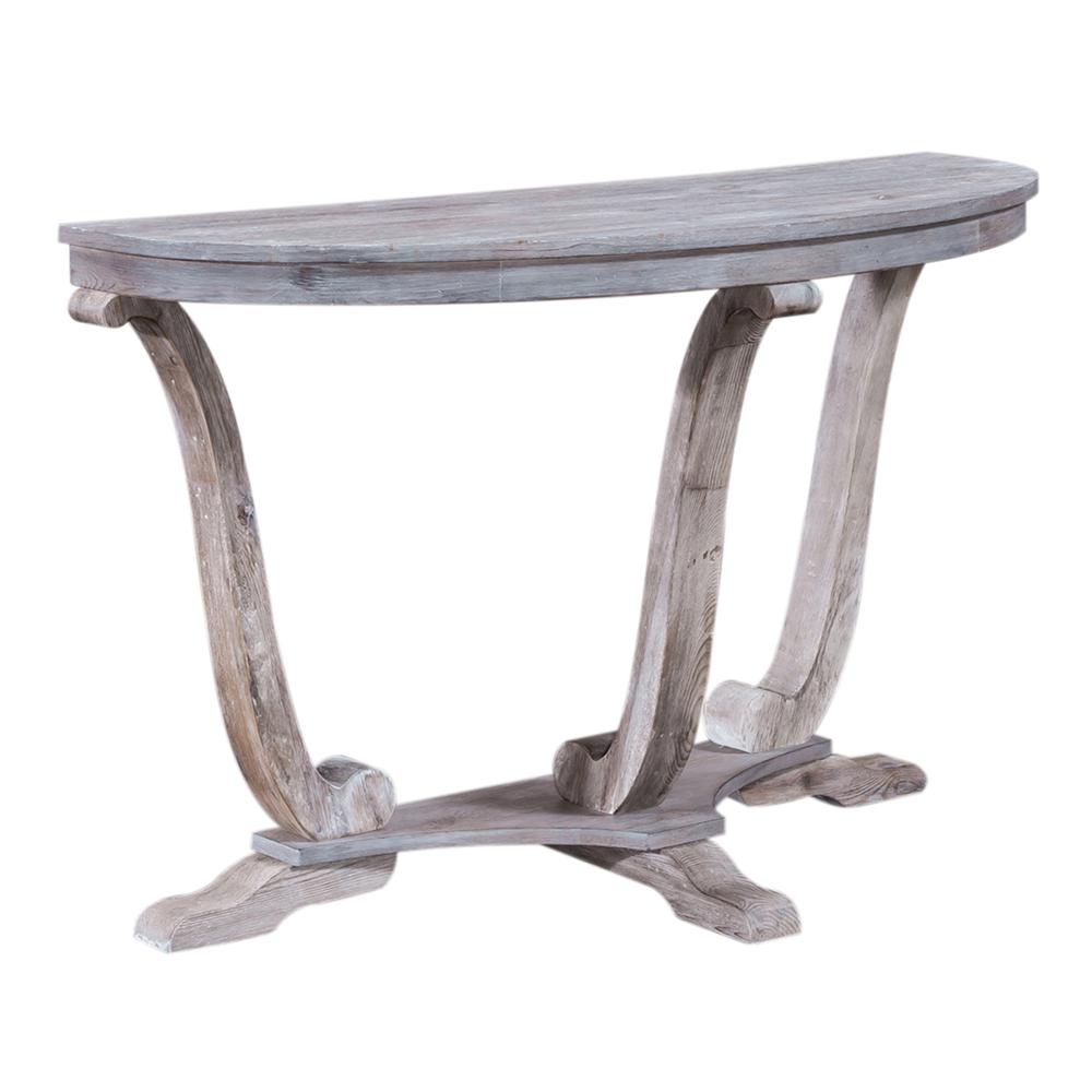 Greystone Mill Sofa Table in Stone White Wash w/ Wirebrush Distressing. Picture 1