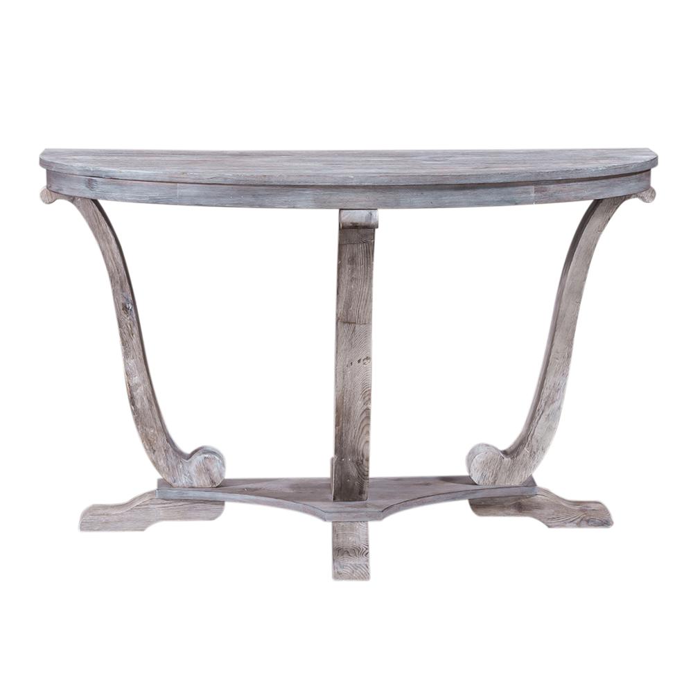 Greystone Mill Sofa Table in Stone White Wash w/ Wirebrush Distressing. Picture 3