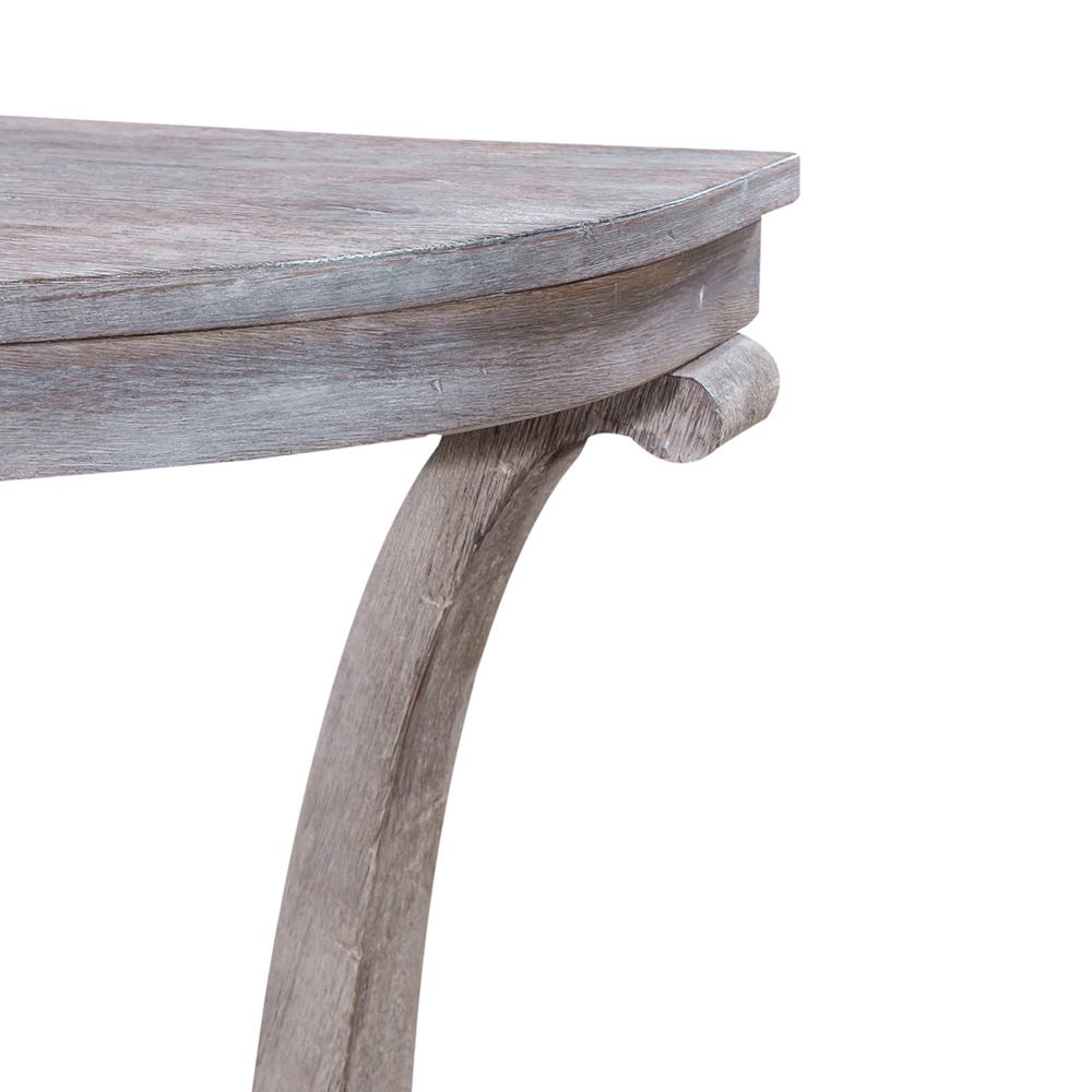 Greystone Mill Sofa Table in Stone White Wash w/ Wirebrush Distressing. Picture 8