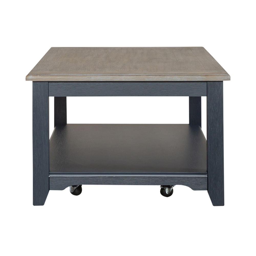 Summerville Rectangular Cocktail Table- Navy in Navy w/ Wirebrushed Gray Top. Picture 3