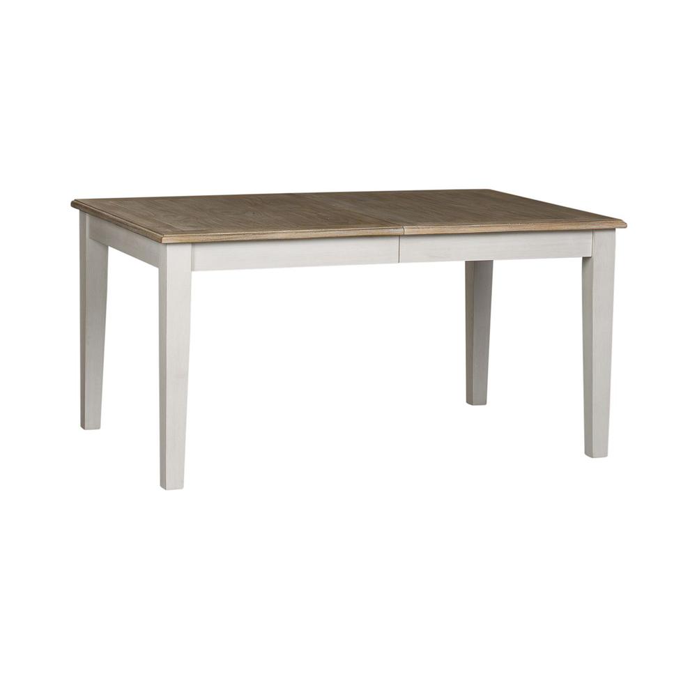 Summerville Rectangular Leg Table in Soft White Wash w/ Wirebrushed Gray Top. Picture 1