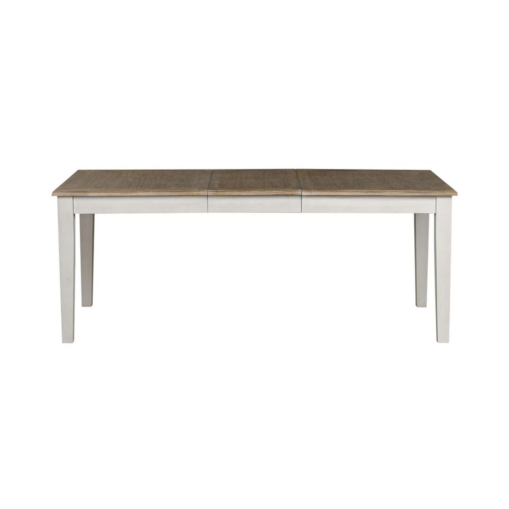 Summerville Rectangular Leg Table in Soft White Wash w/ Wirebrushed Gray Top. Picture 6