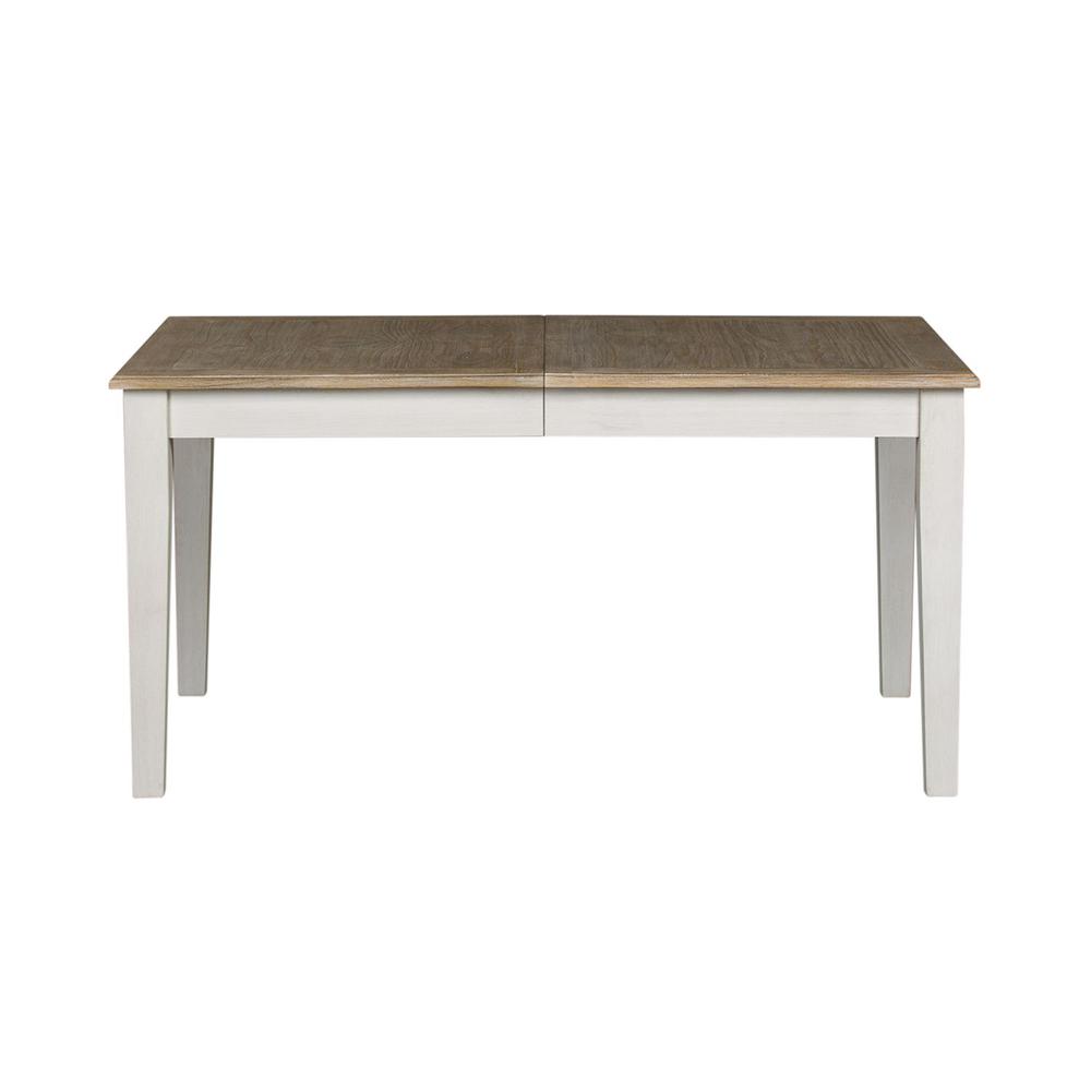 Summerville Rectangular Leg Table in Soft White Wash w/ Wirebrushed Gray Top. Picture 2
