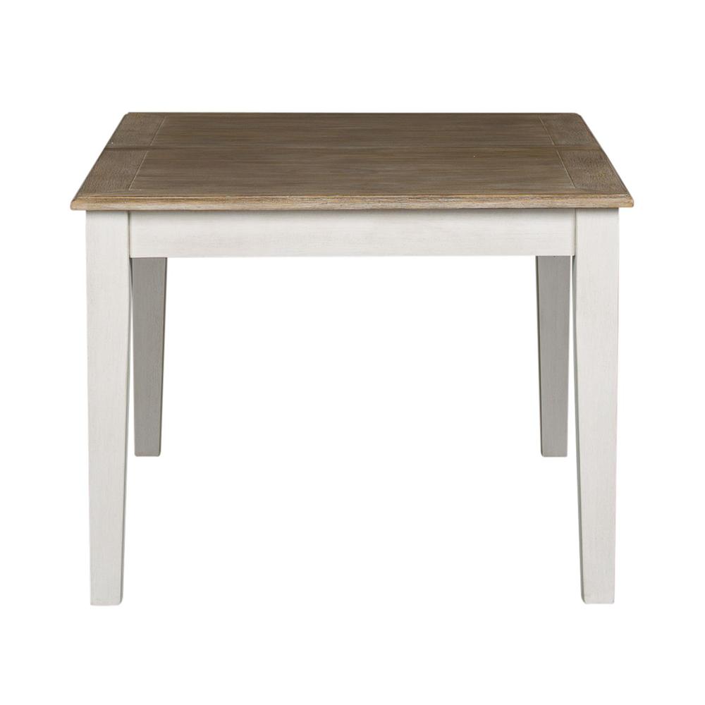 Summerville Rectangular Leg Table in Soft White Wash w/ Wirebrushed Gray Top. Picture 3