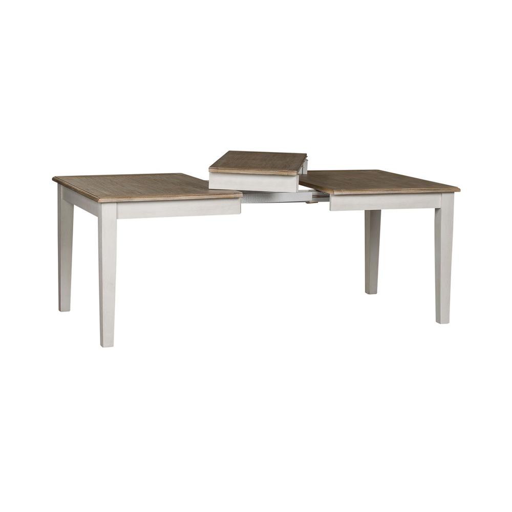 Summerville Rectangular Leg Table in Soft White Wash w/ Wirebrushed Gray Top. Picture 5