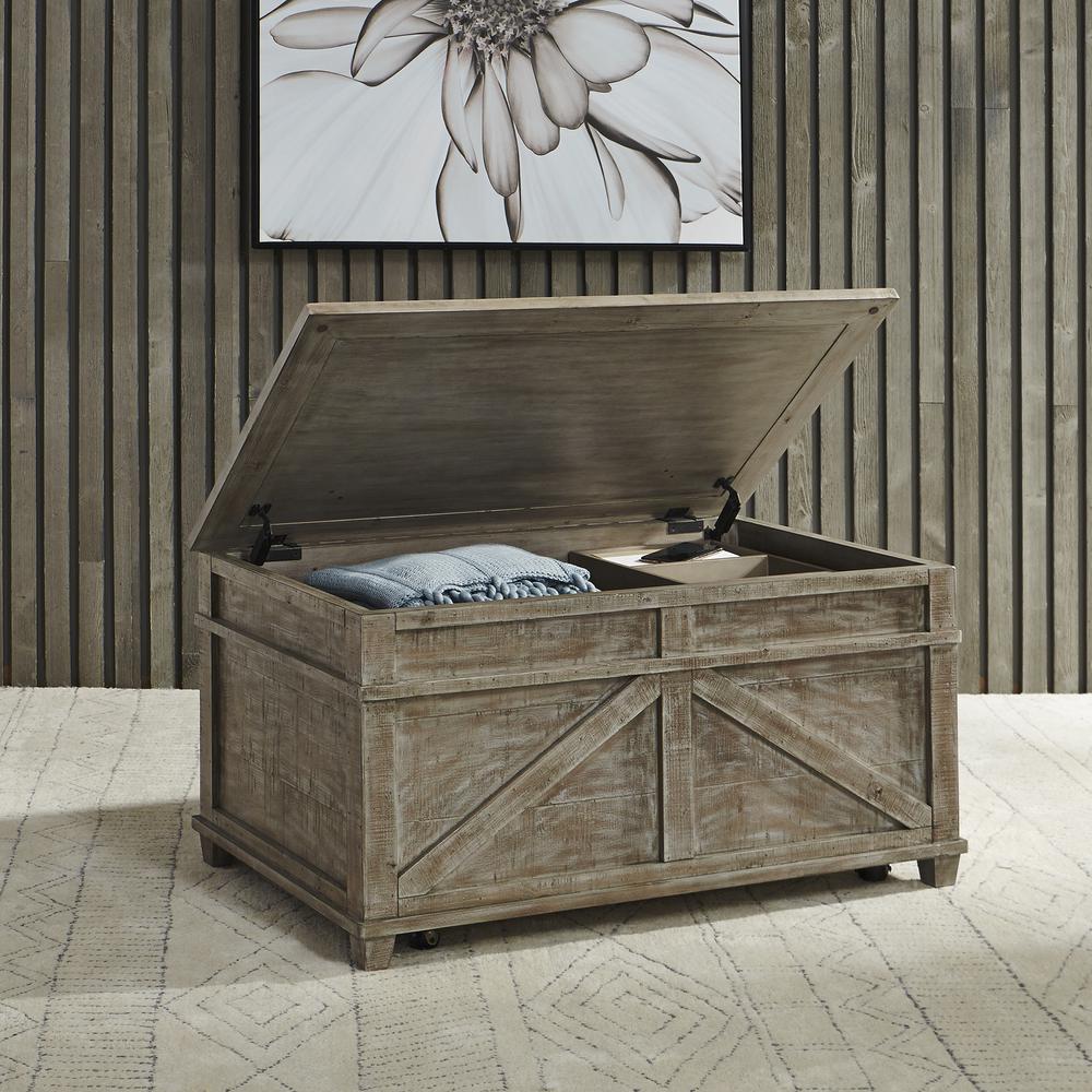 Parkland Falls Storage Trunk in Weathered Taupe. Picture 2