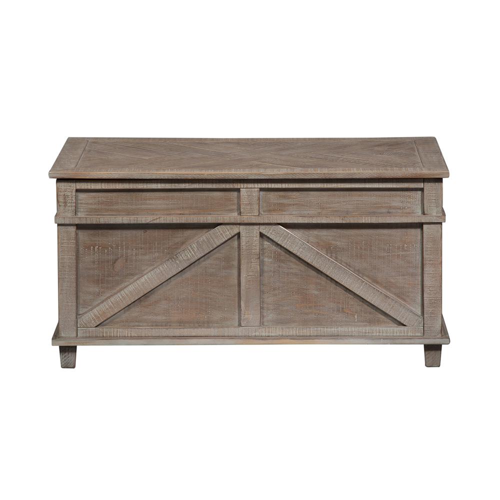 Parkland Falls Storage Trunk in Weathered Taupe. Picture 1