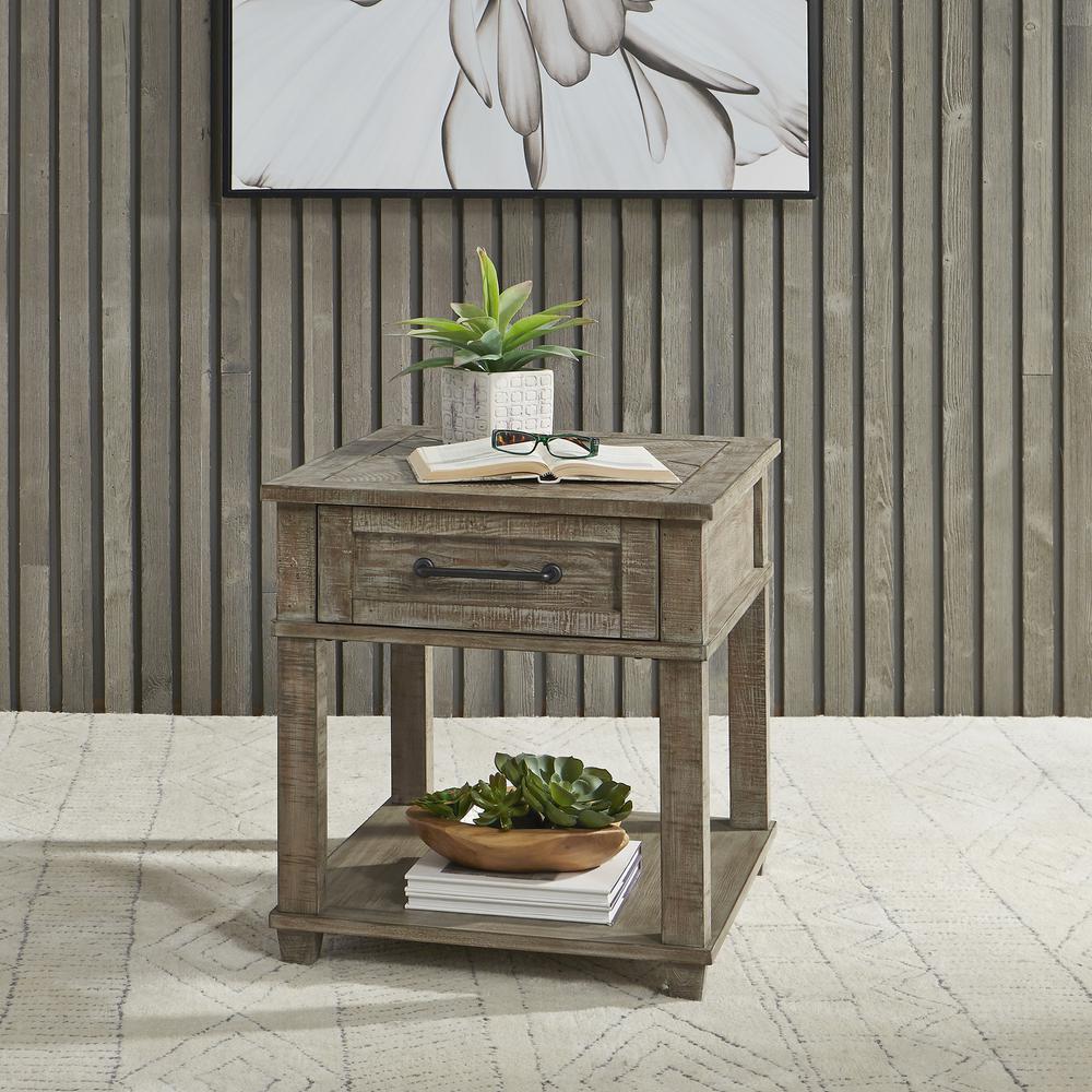 Parkland Falls Rectangular End Table in Weathered Taupe. Picture 2